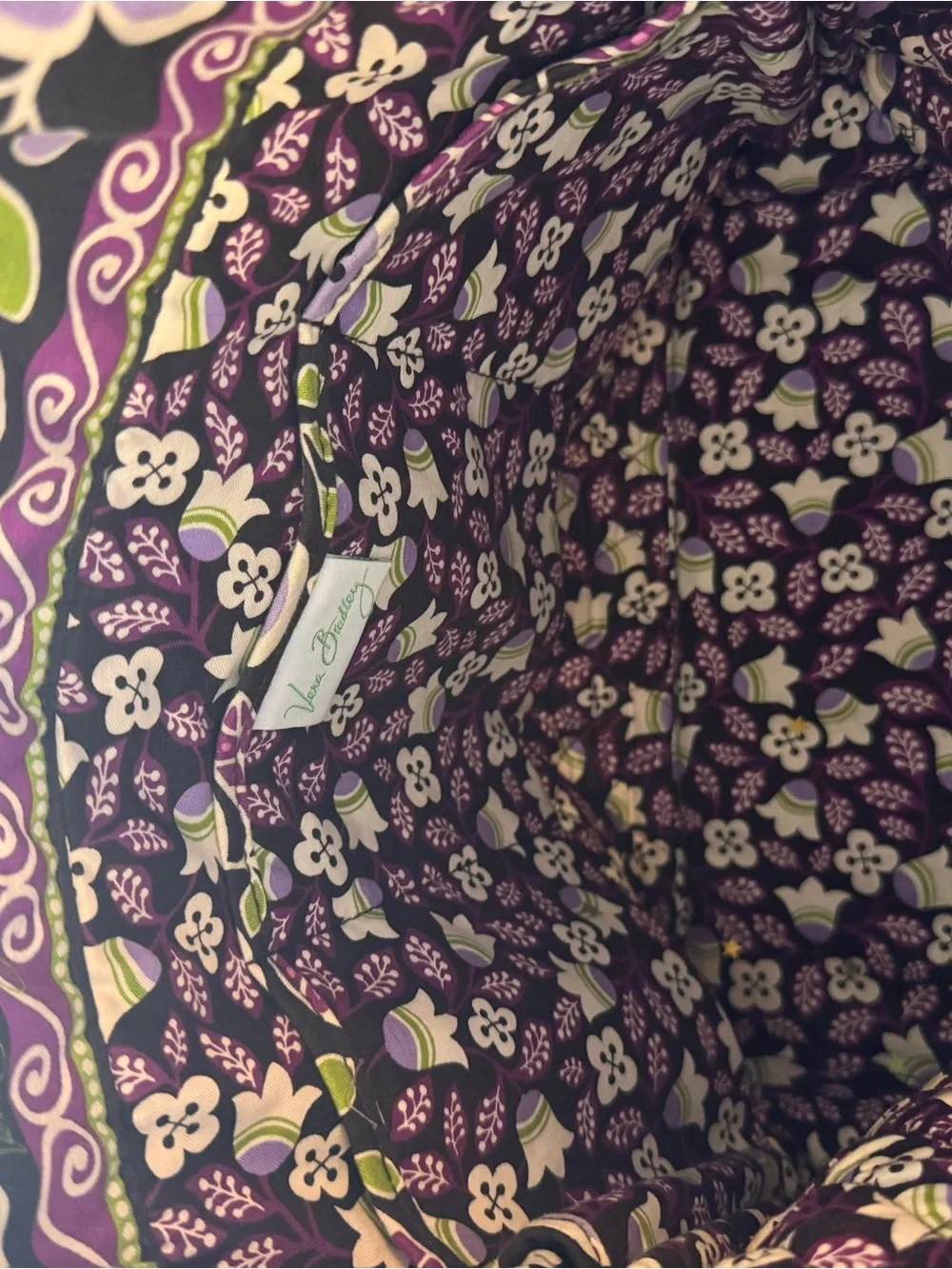 Vera Bradley Plum Petals 3 Piece Toggle Tote Wallet Wristlet Set